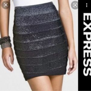 Express Black Sparkly Bandage Skirt